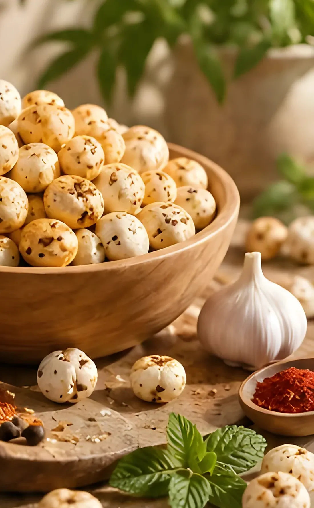 Roasted makhana with fresh mint and spices